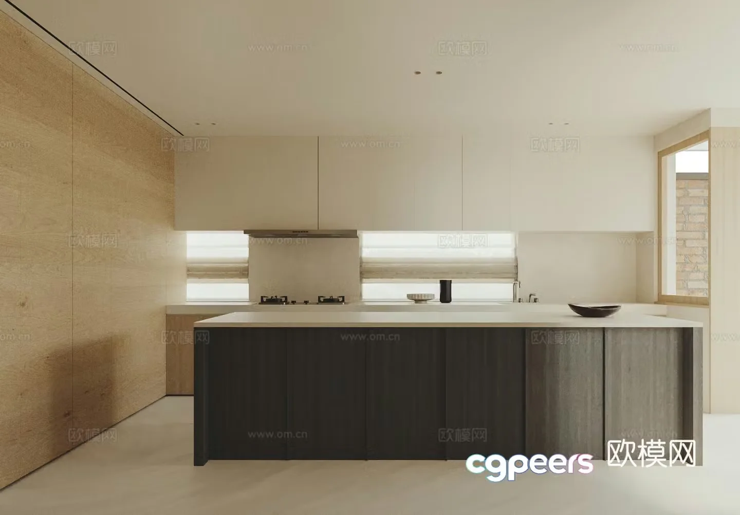 Modern creamy kitchen 3d model