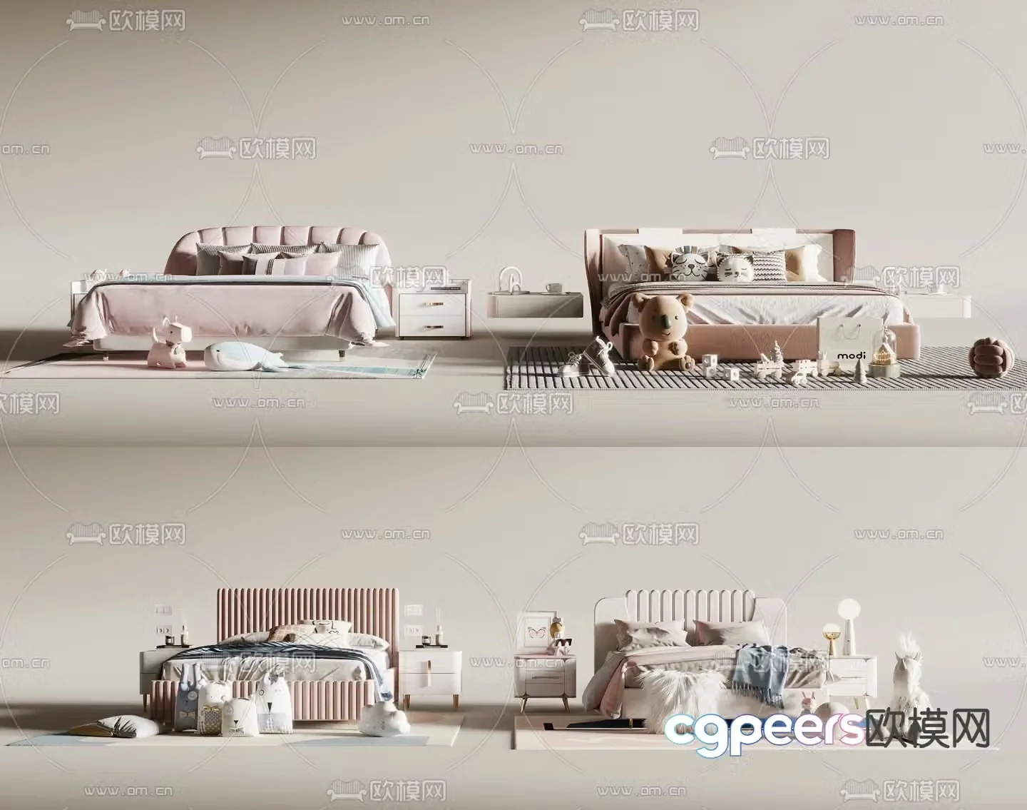 children’s bed girl’s bed kid’s bed 3d model
