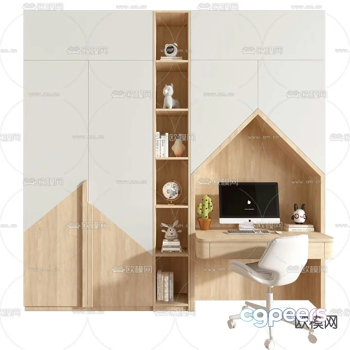 Children’s desk bookcase 3d model