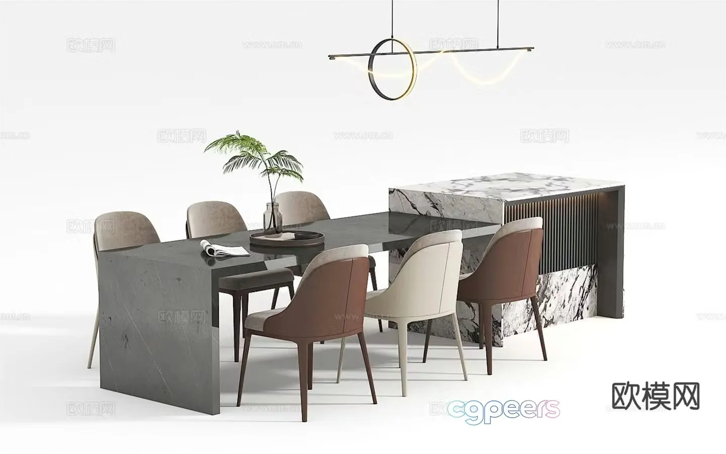 Modern single dining table 3d model