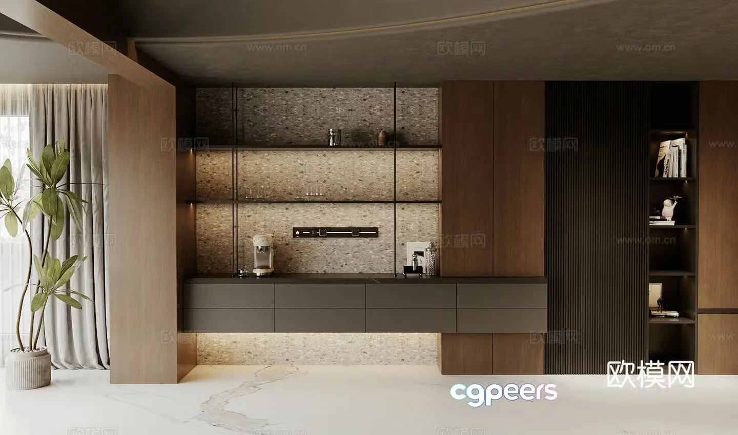 Modern storage cabinet living room decoration cabinet light luxury style decoration cabinet living room study storage cabinet decoration 3D model