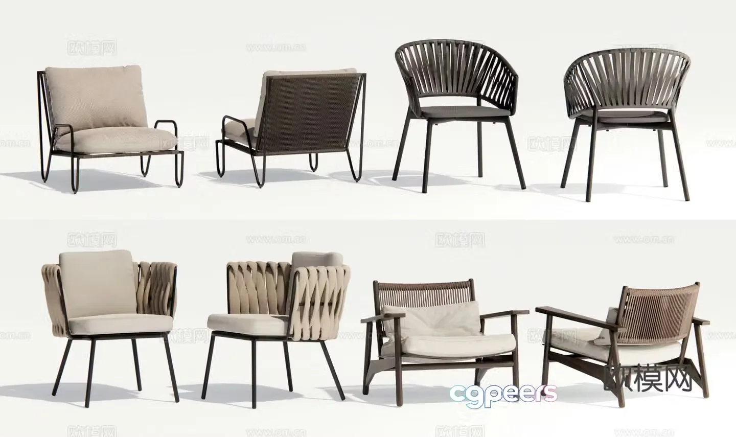 Modern outdoor chair rattan leisure chair 3d model