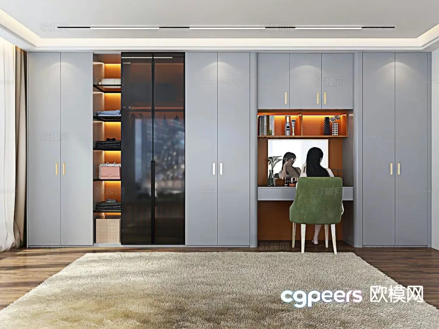 Integrated wardrobe dresser 3d model