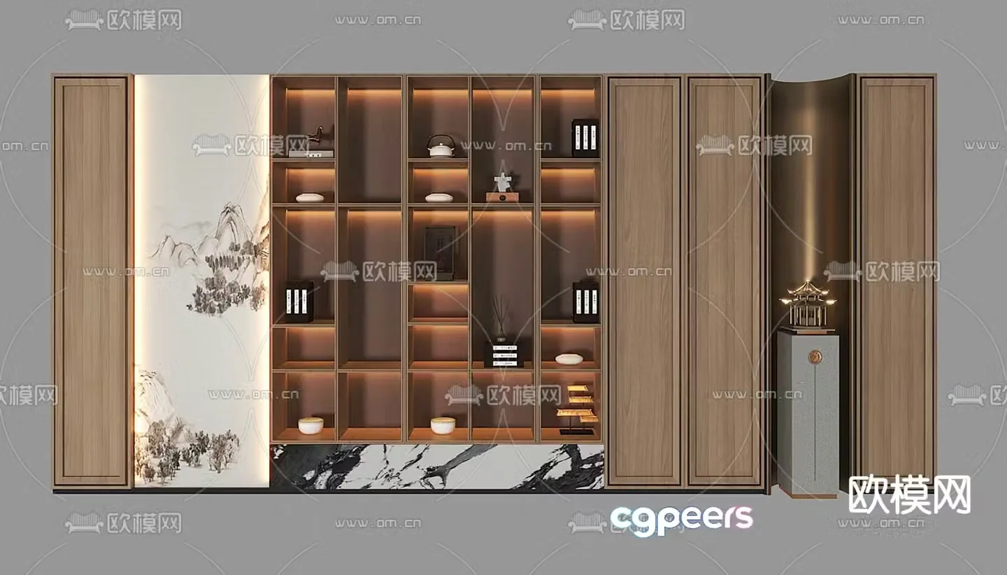 New Chinese style decorative cabinet shelf 3d model