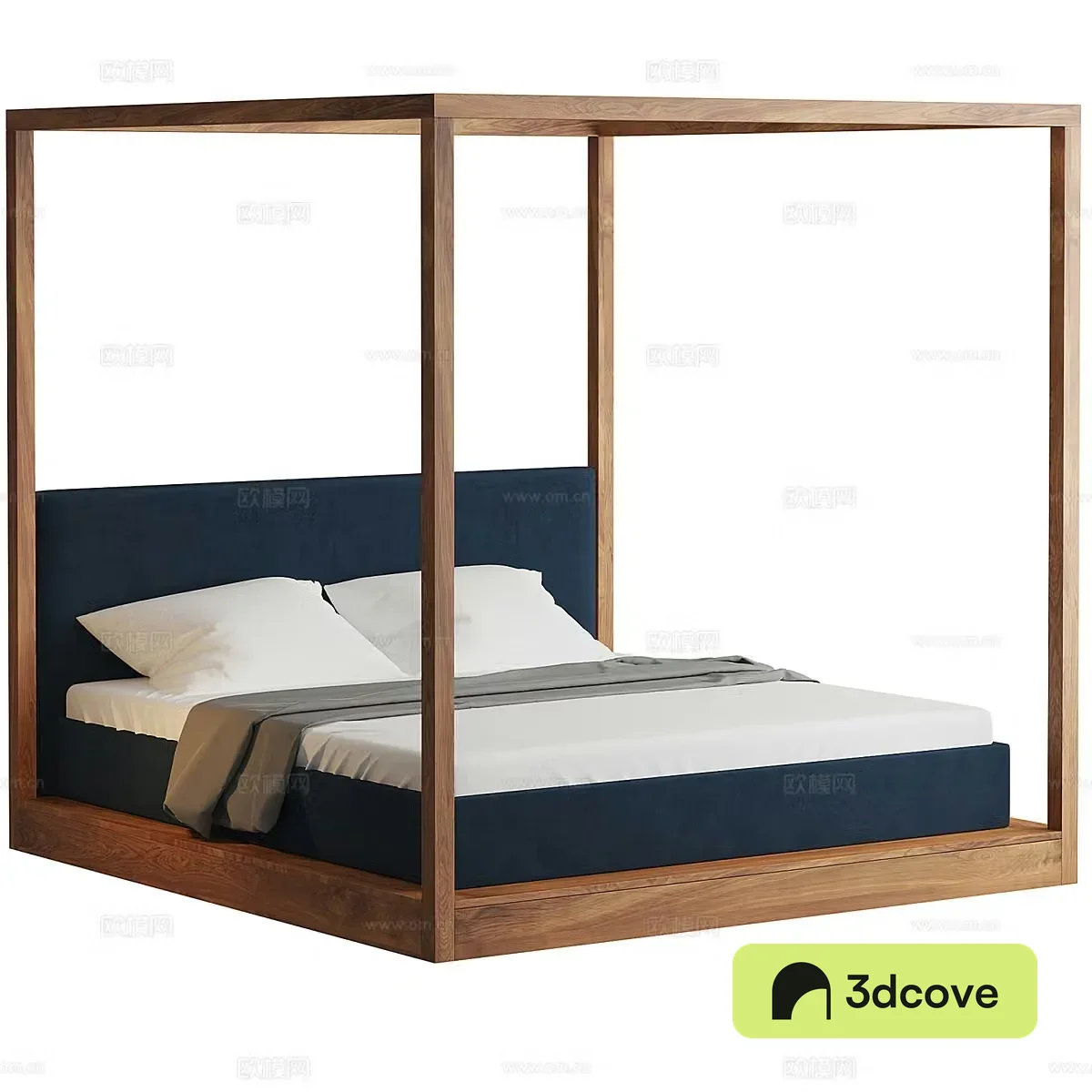 Nordic simple double bed solid wood bed