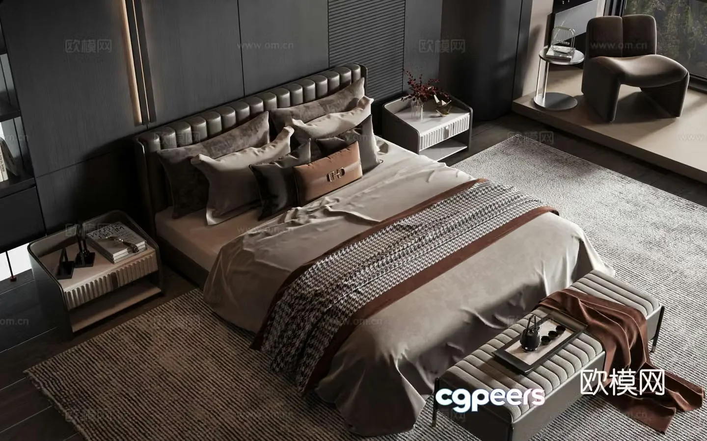 New Chinese style product bed 3D model