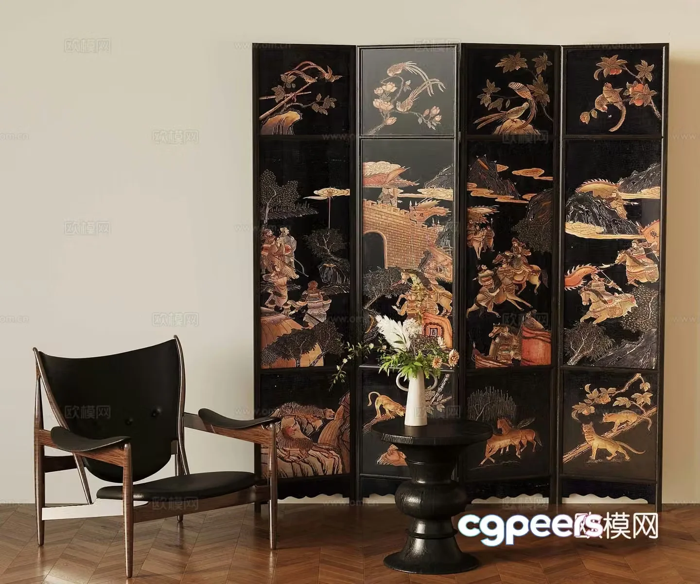 French screen leisure chair side 3d model