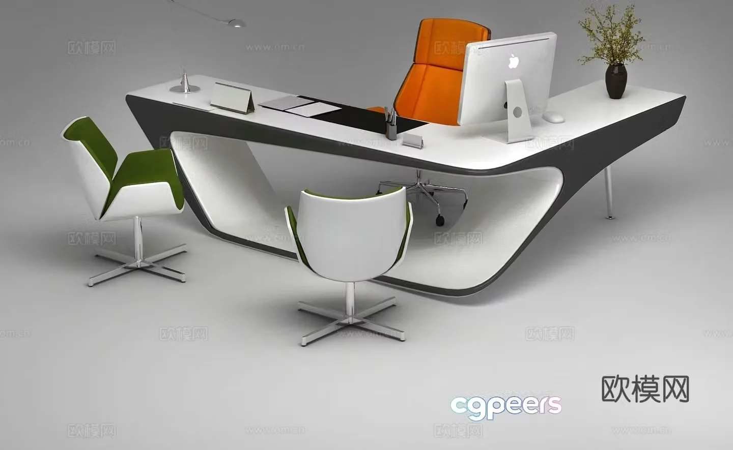 Modern desk desk office desk chair 3d model