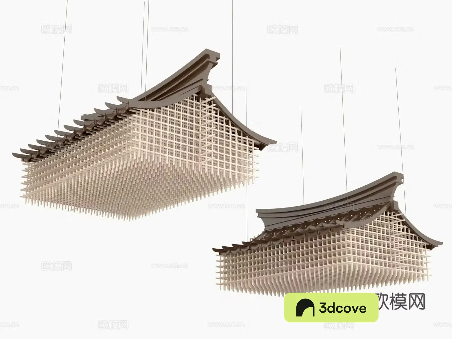 New Chinese style eave chandelier 3D model of ancient building chandelier