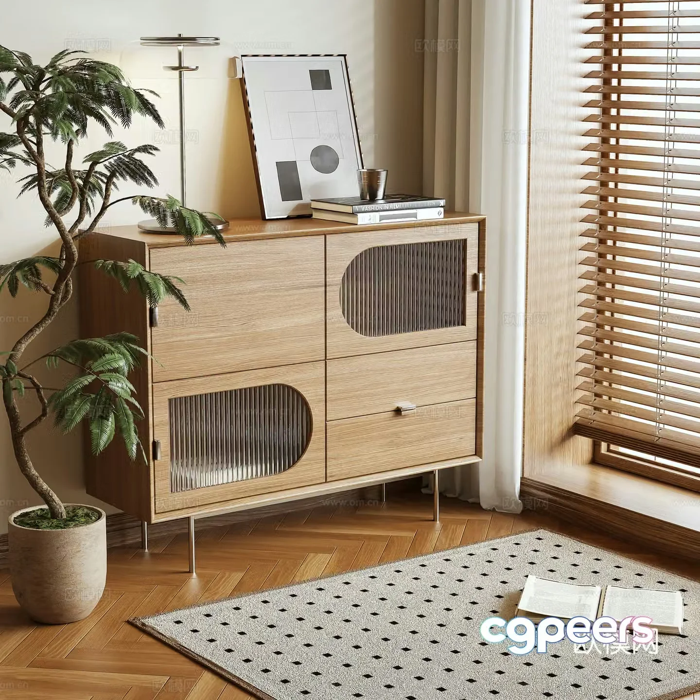 Log wind side cabinet 3d model