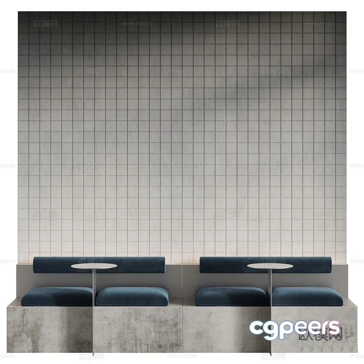 New Chinese style work booth sofa 3D model