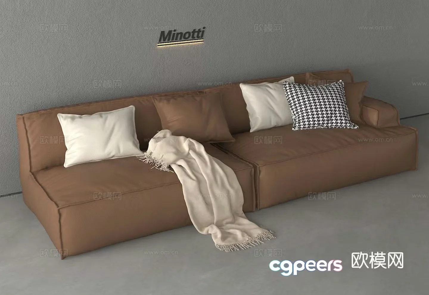 Double sofa upholstered sofa 3d model