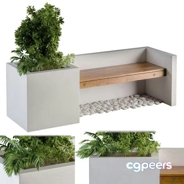 3ds Max Free – Outdoor Bench with FlowerBox