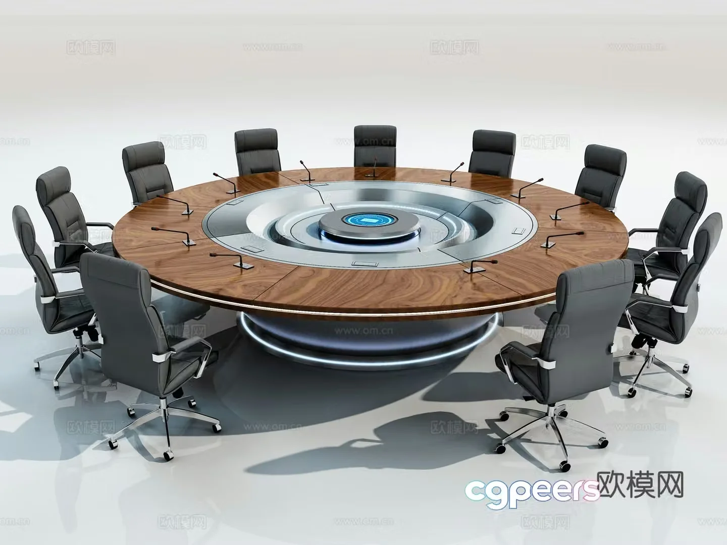 Modern circular conference table 3d model