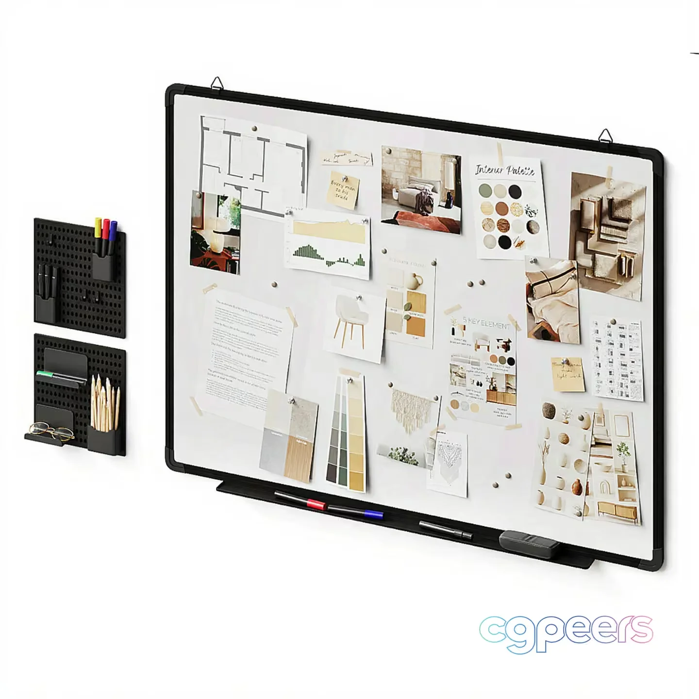 A Whiteboard With A Black Frame 3D Model – 18085 – CORONA Render