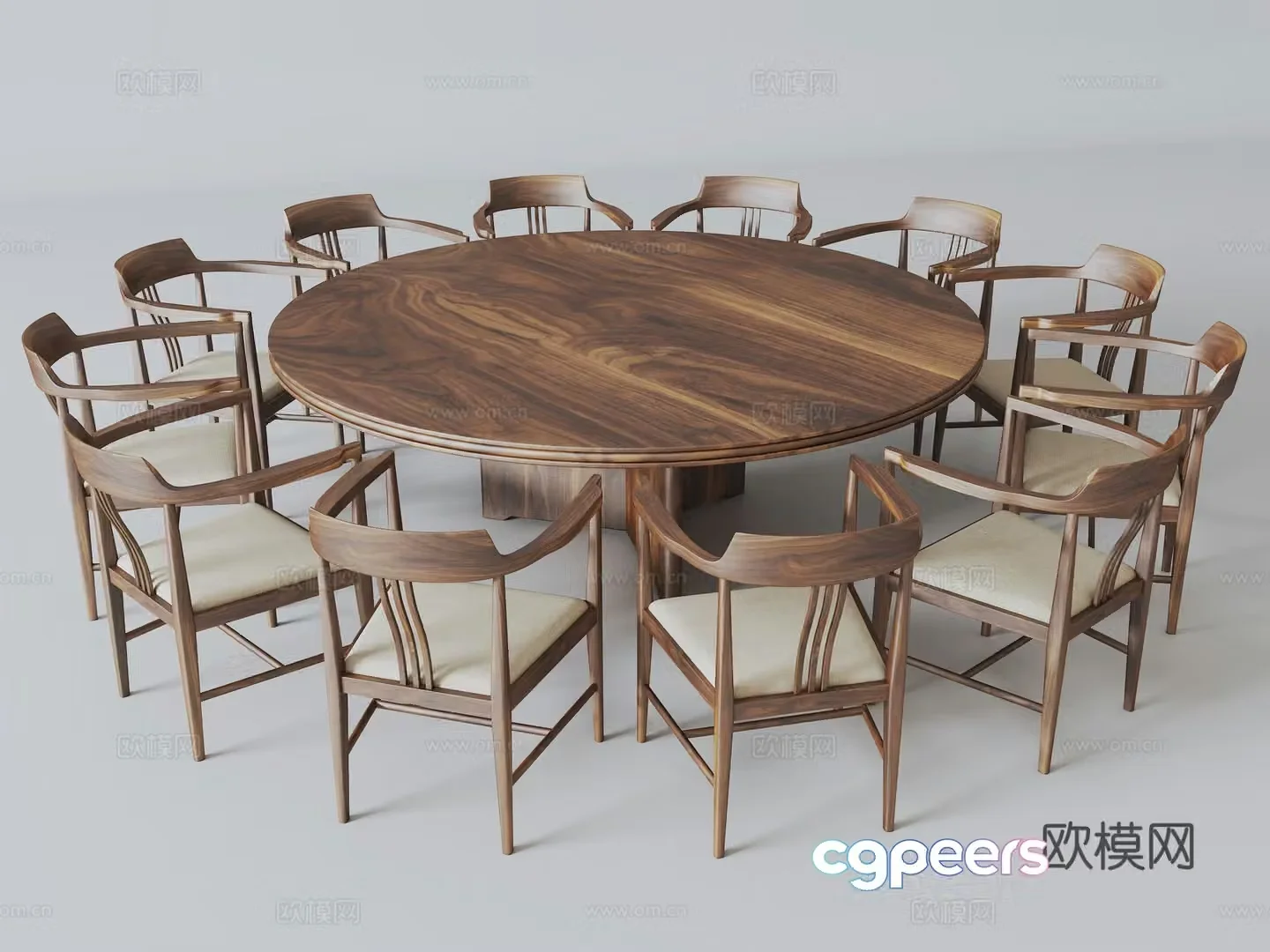 Log round dining table 3d model