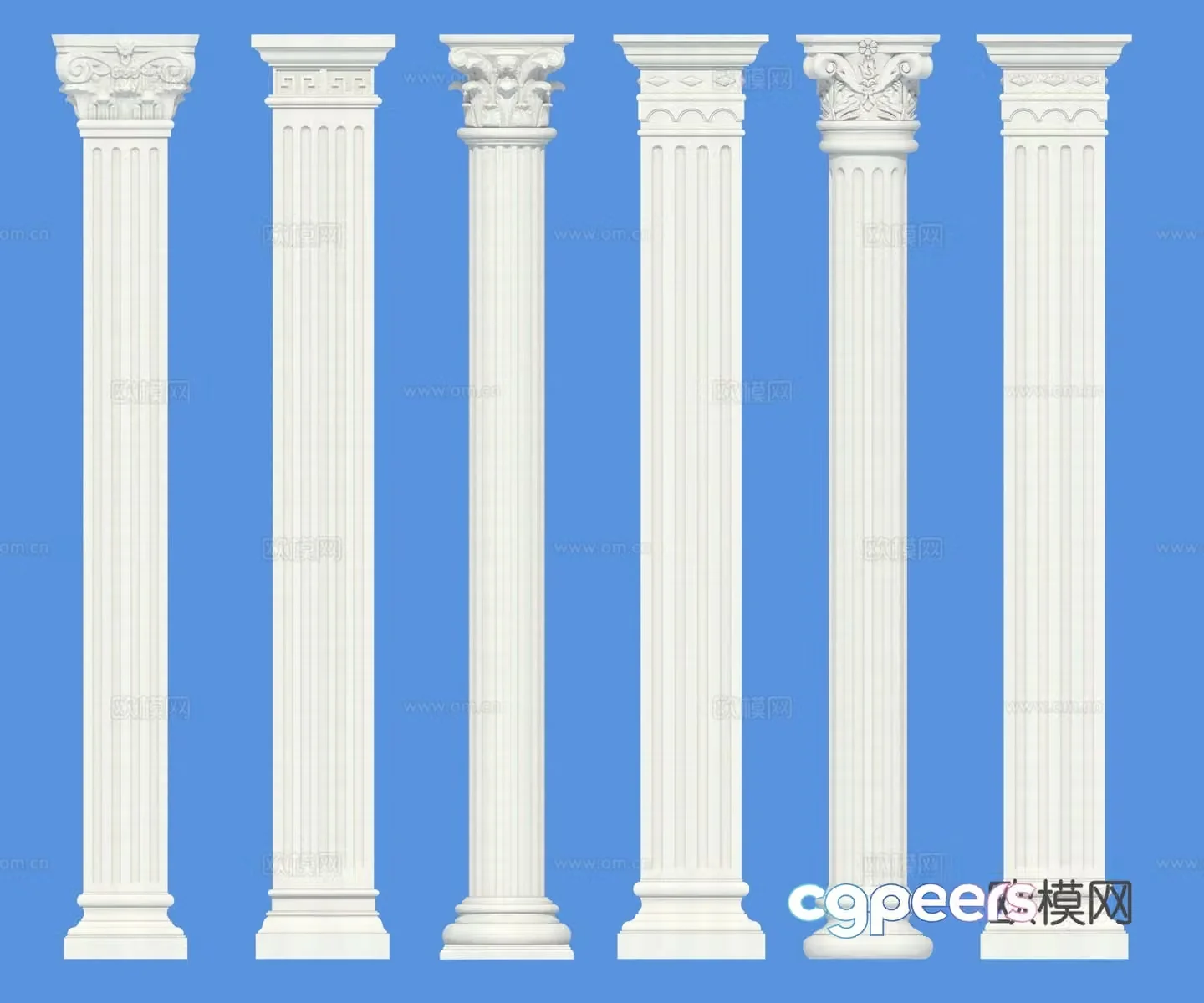 European column Roman column Angle column 3D model