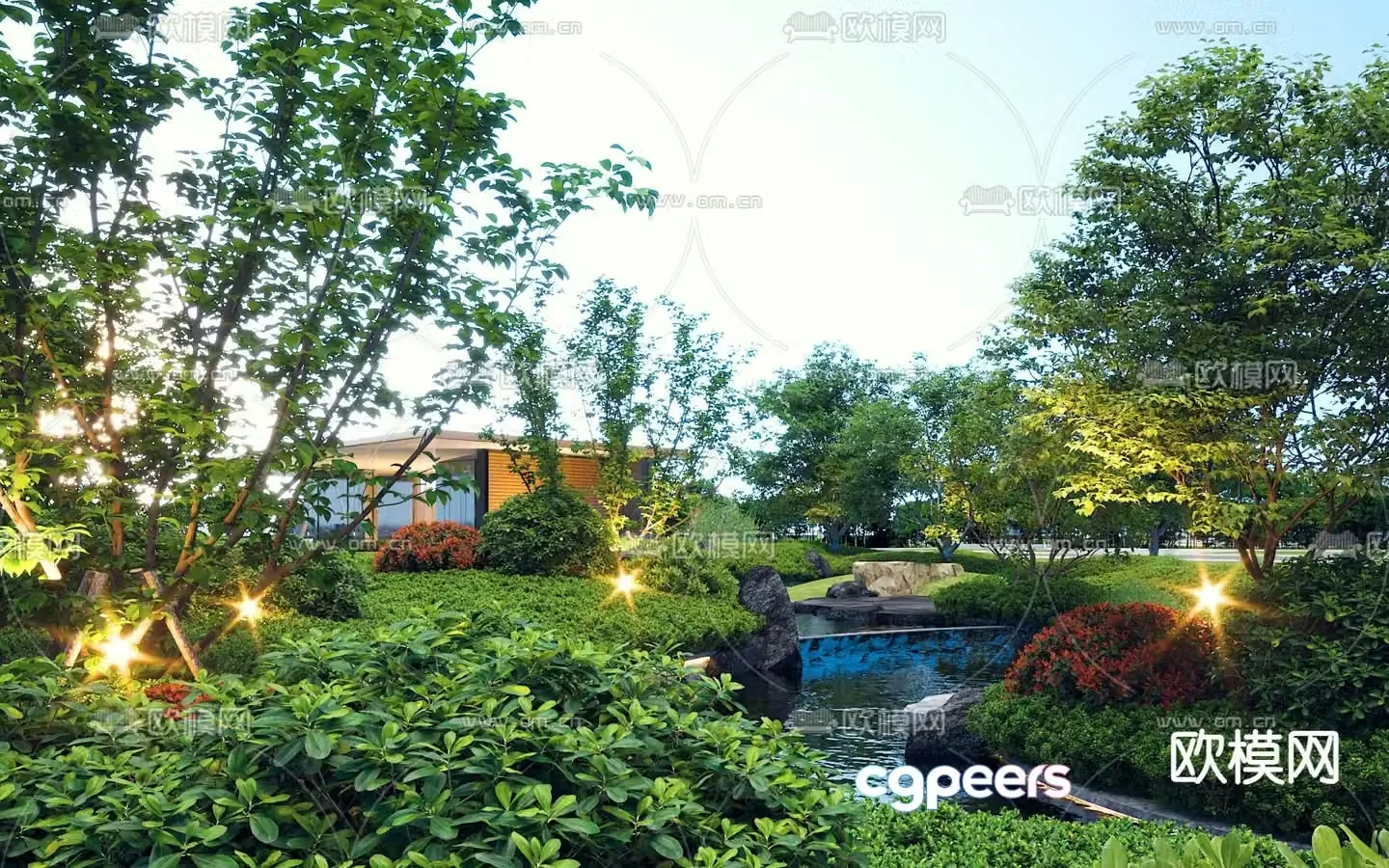 Modern garden landscape 3d model