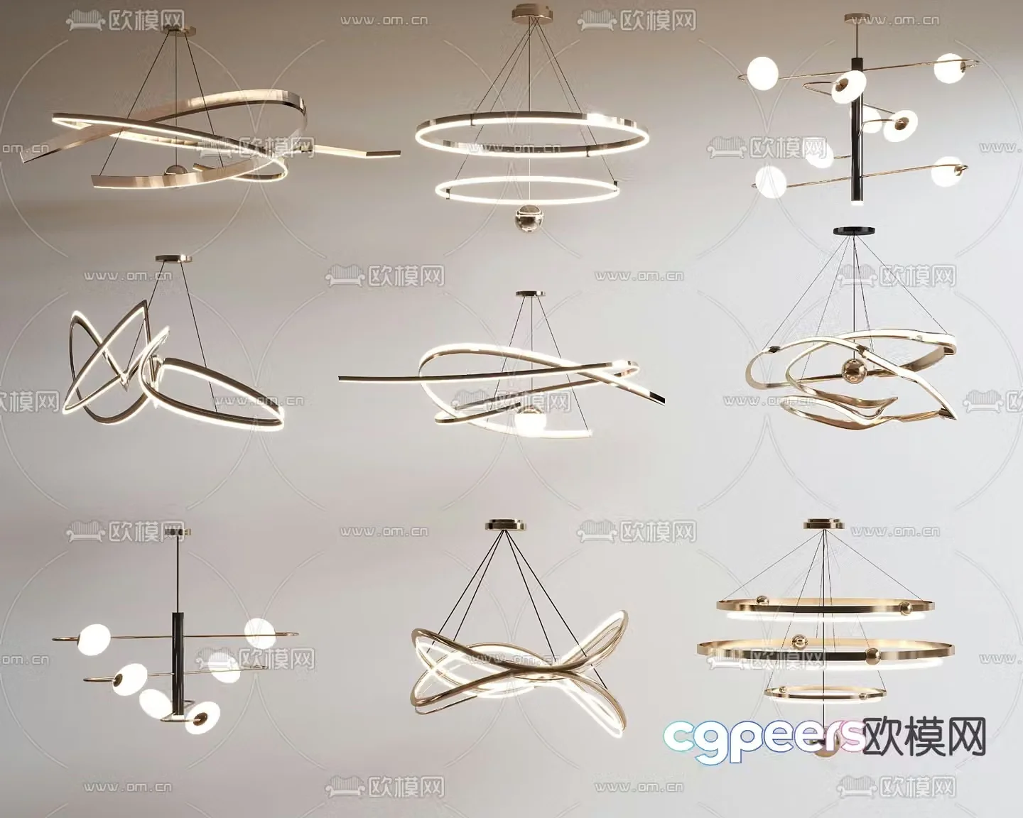 Hall chandelier ring chandelier 3d model