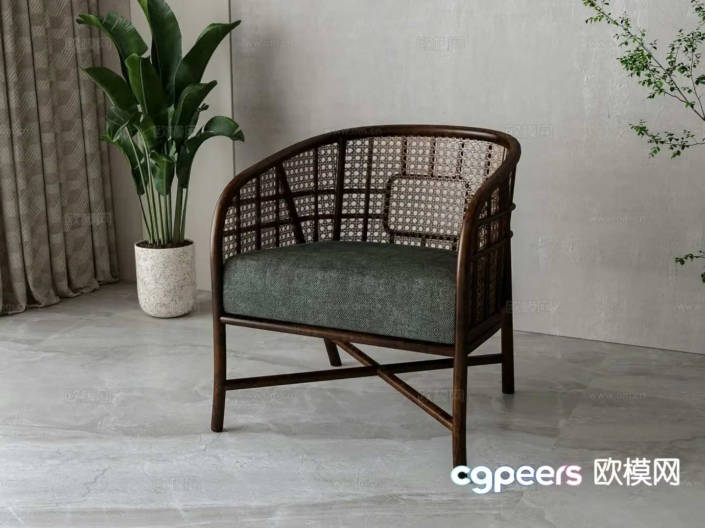 New Chinese style chair leisure chair 3d model