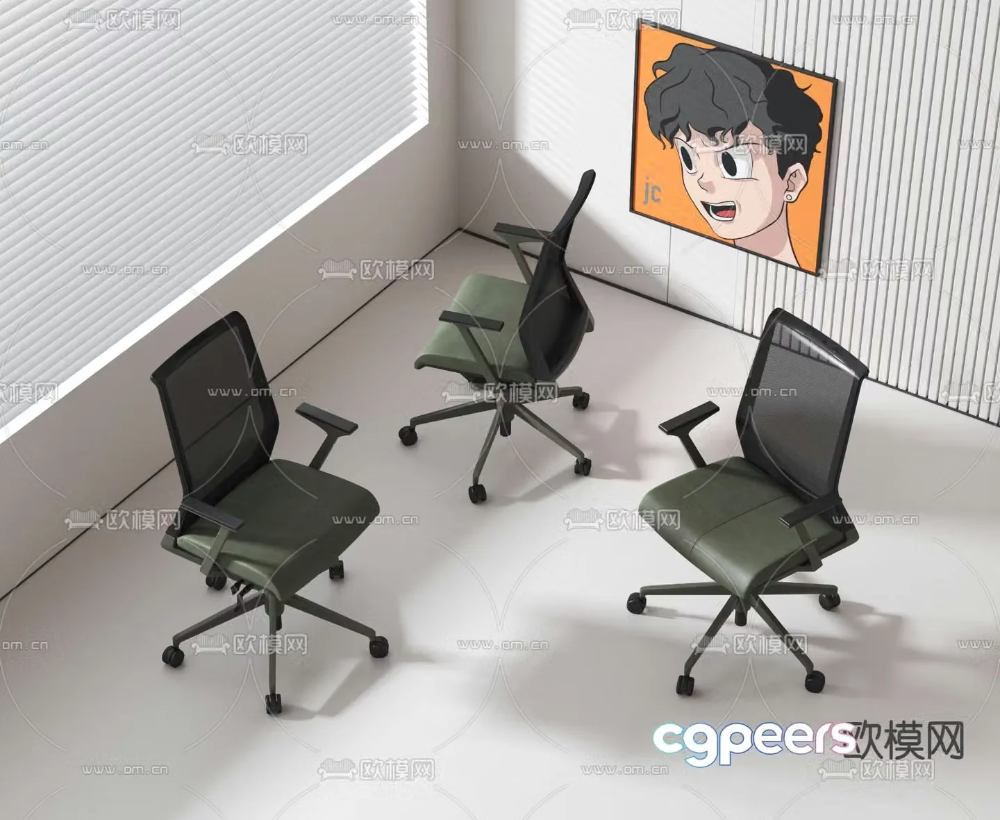 Modern swivel chair staff chair office chair 3d model