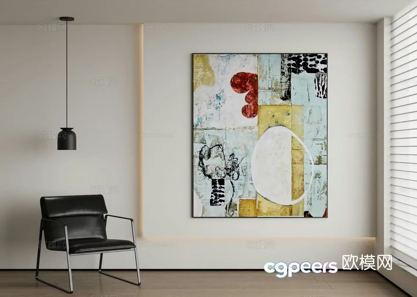 Modern abstract painting decorative painting 3d model