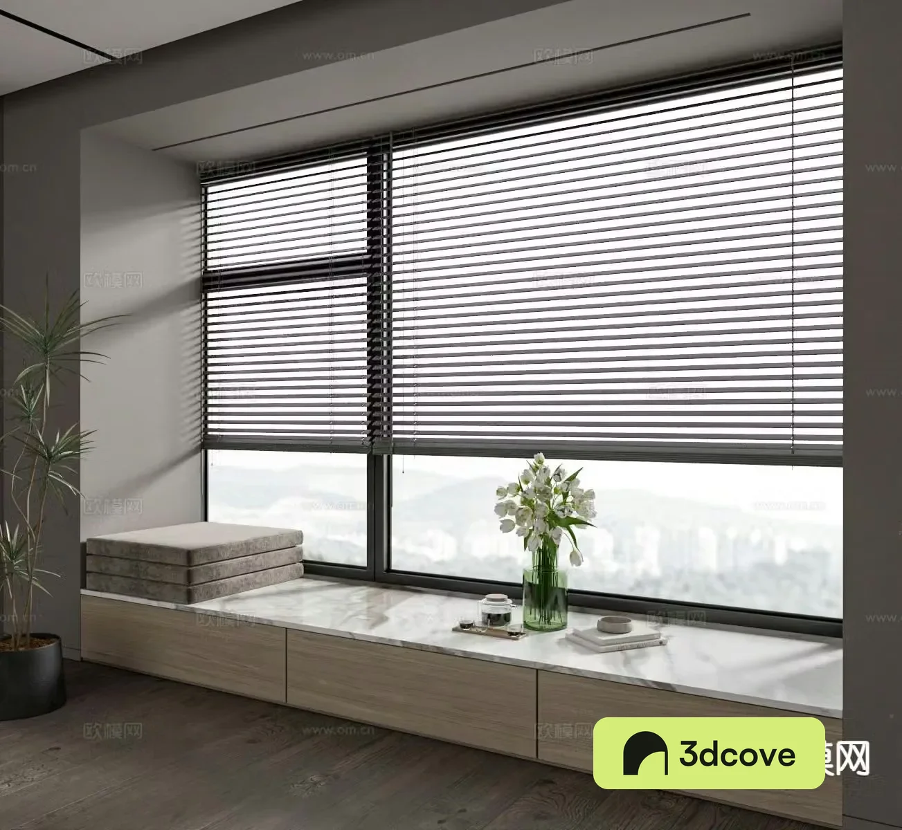 Modern bay window venetian curtain