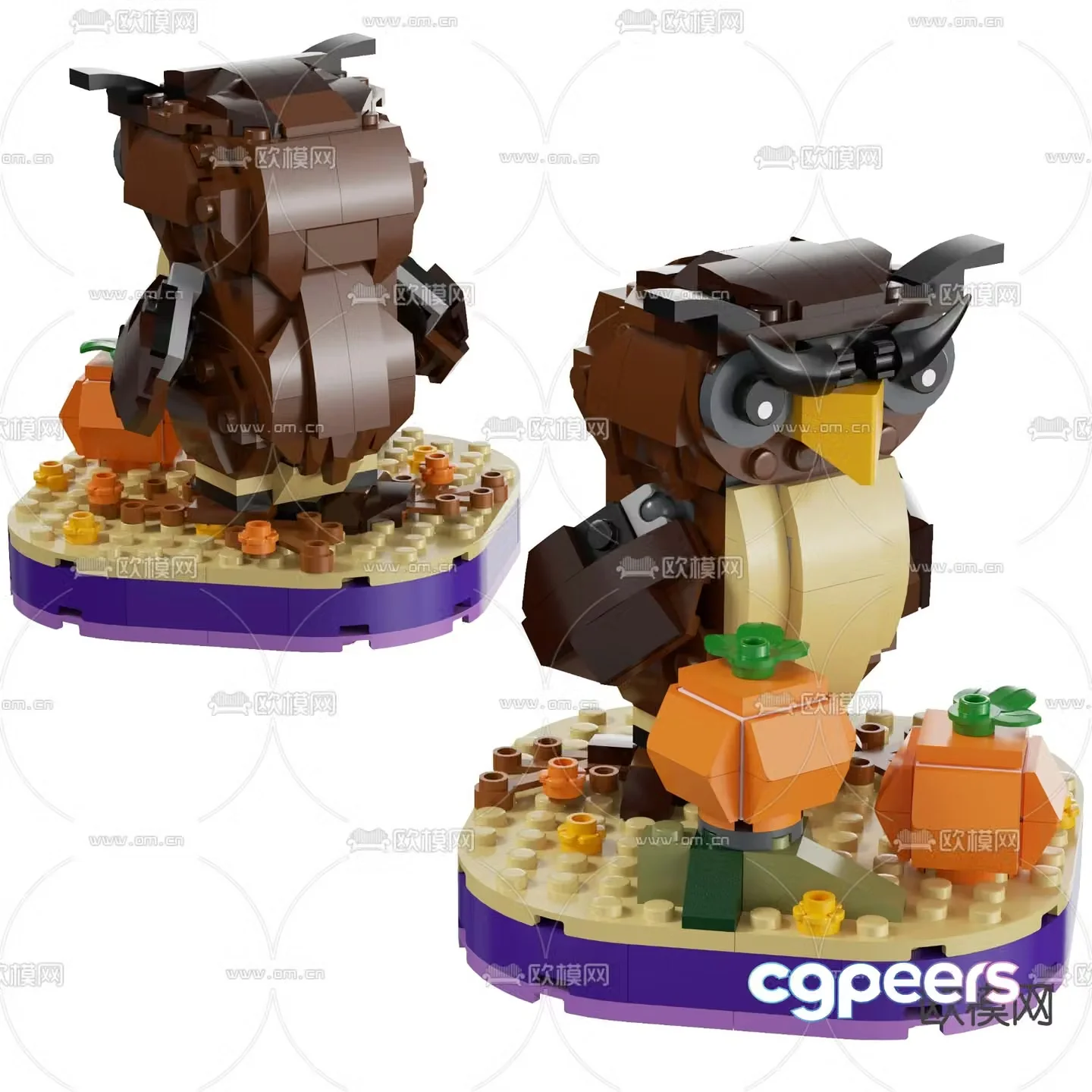 Modern building blocks owl toy 3d model