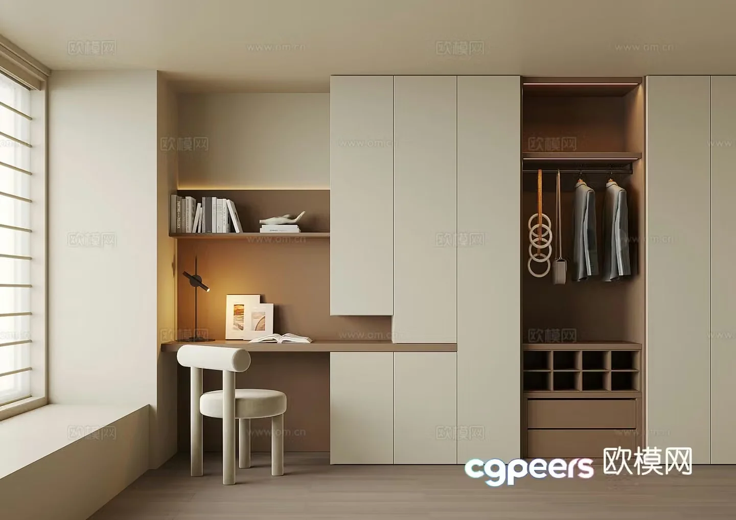 Modern desk integrated cabinet 3d model