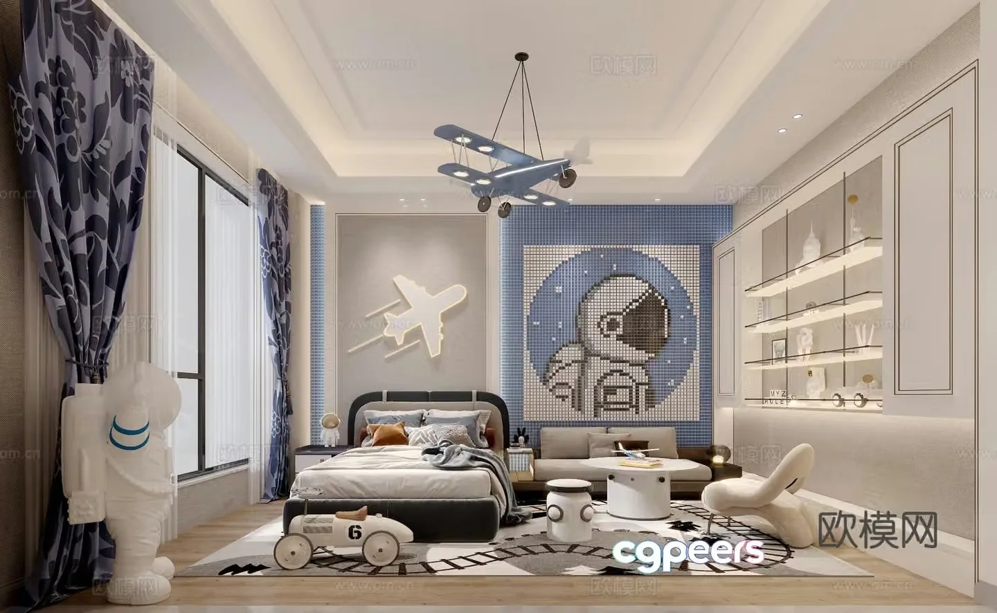 Light luxury children’s room 3D model