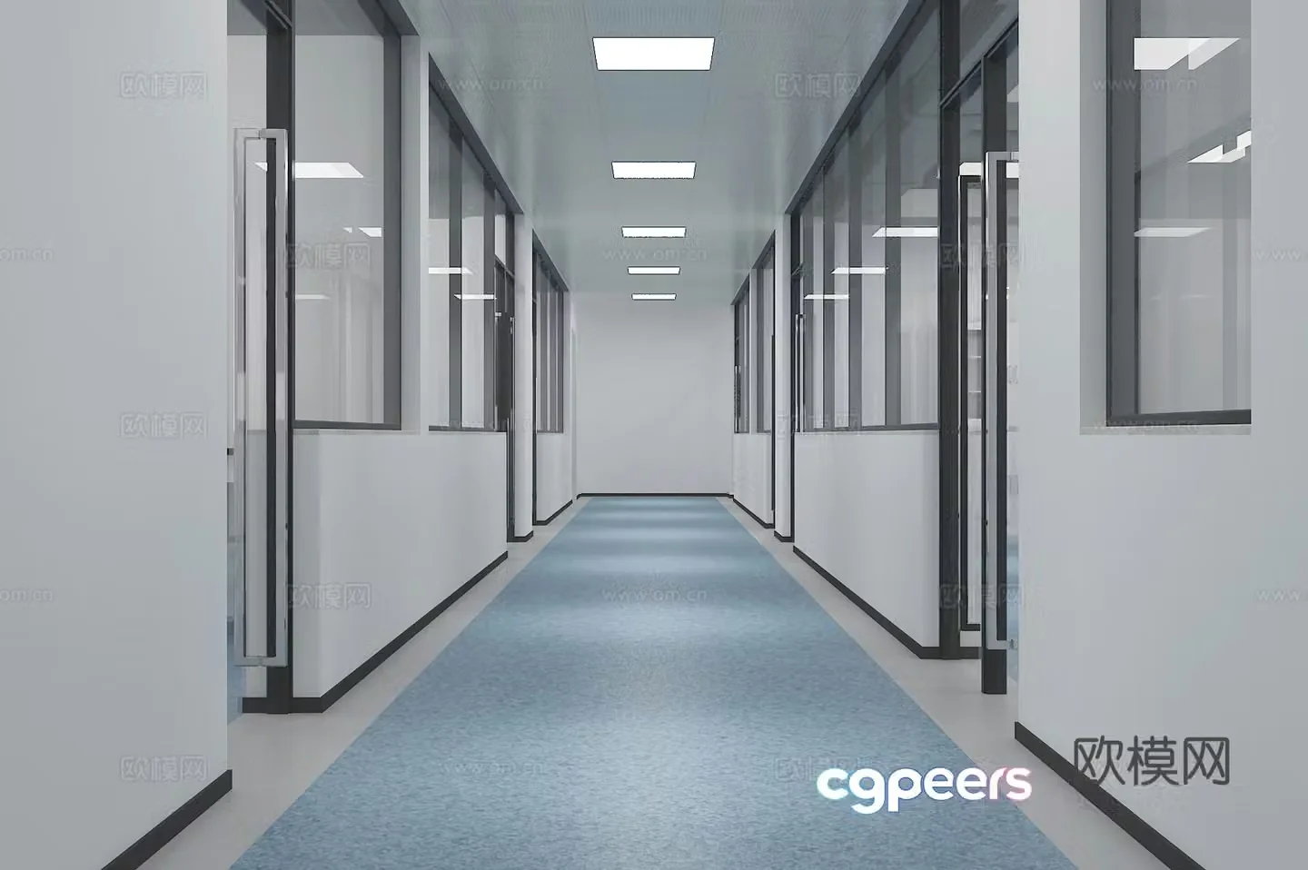 Modern laboratory corridor aisle 3d model