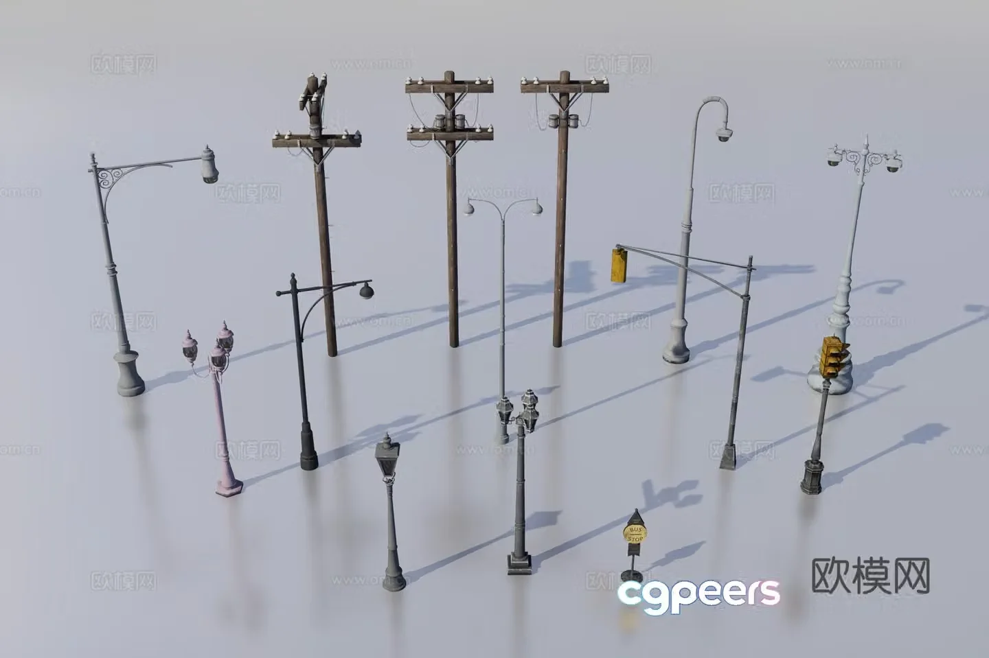 Street light telephone pole 3d model