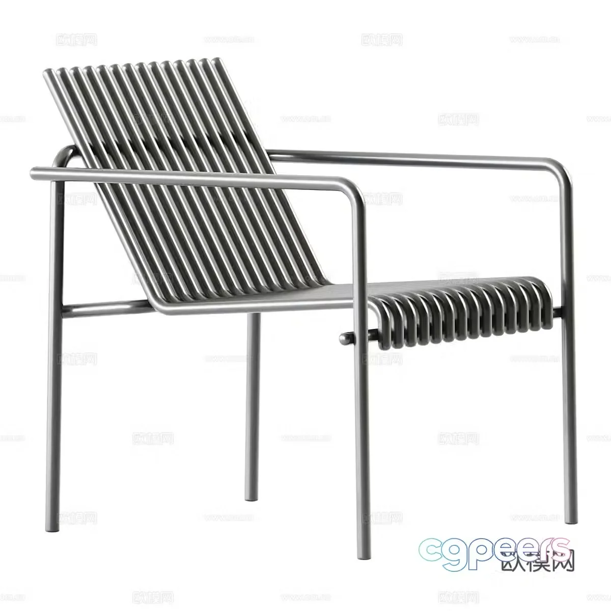 Modern stainless steel chair armchair 3D model