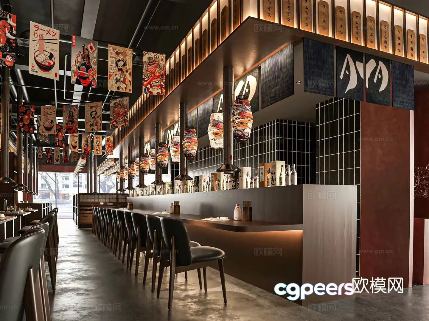 Modern Japanese barbecue restaurant Japanese Izakaya Korean barbecue restaurant omakase3d model