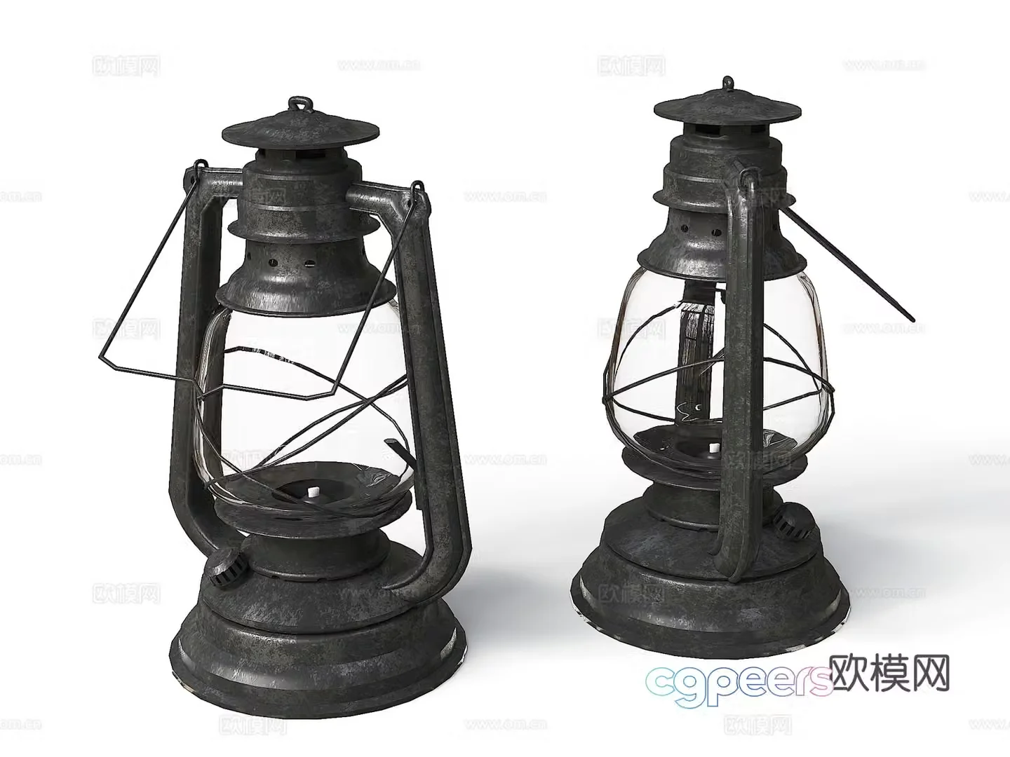 Industrial wind kerosene lamp horseshoe lamp 3d model