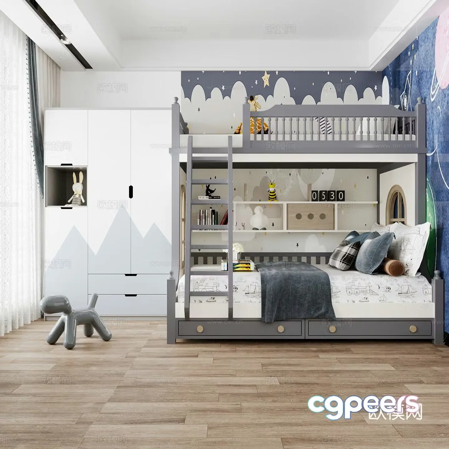 Modern children’s room boy’s room 3d model