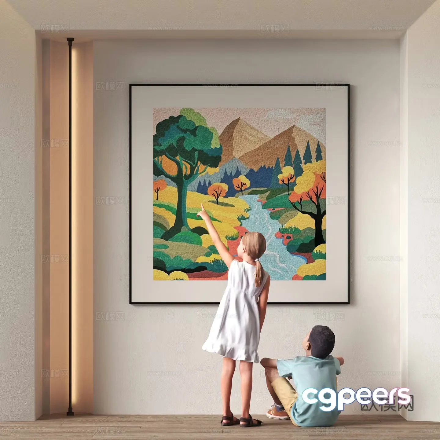 Modern decorative hanging painting 3d model