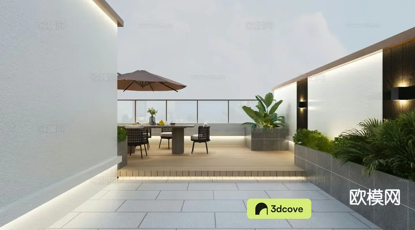 New Chinese style garden balcony courtyard landscape