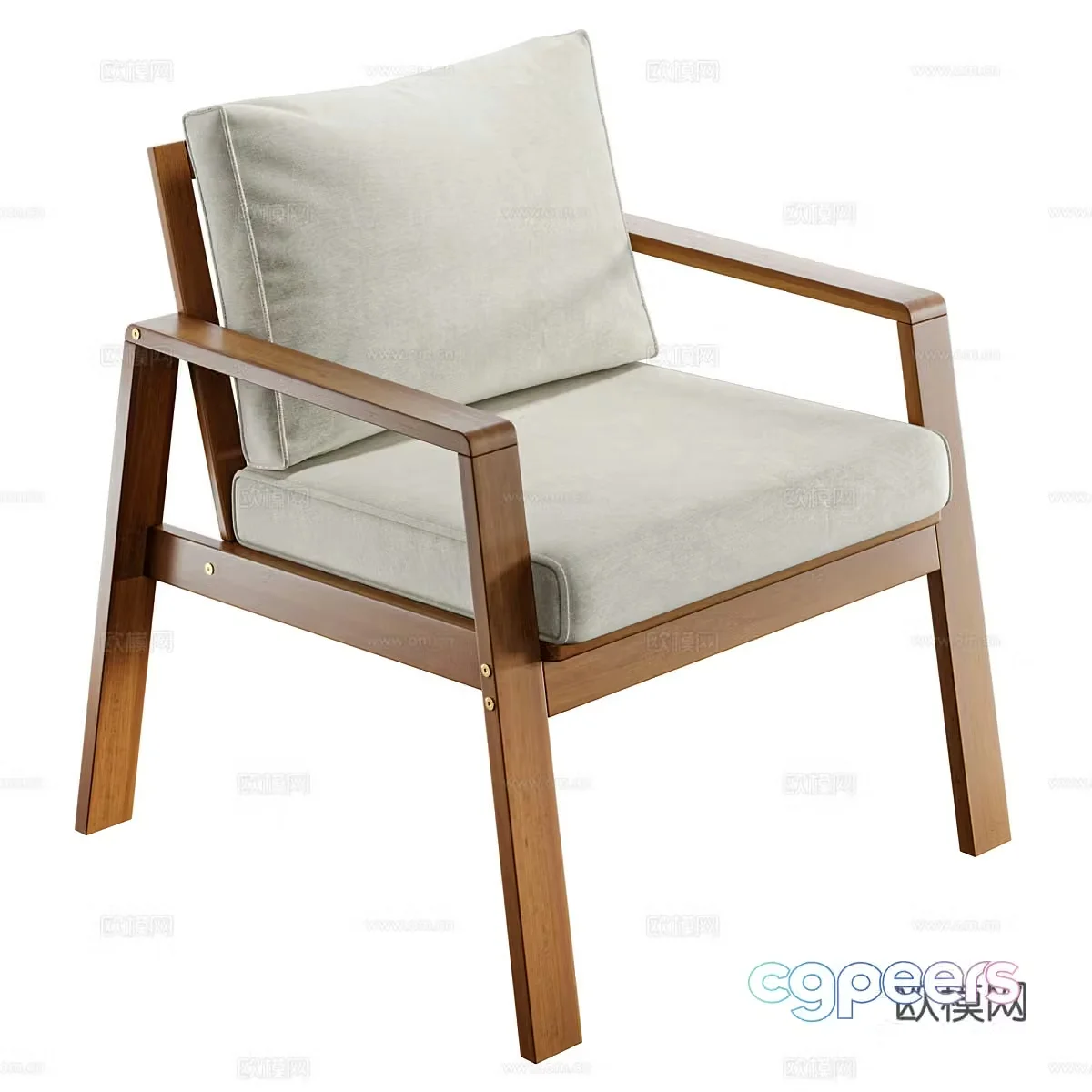 New Chinese style fabric wooden armchair 3D model