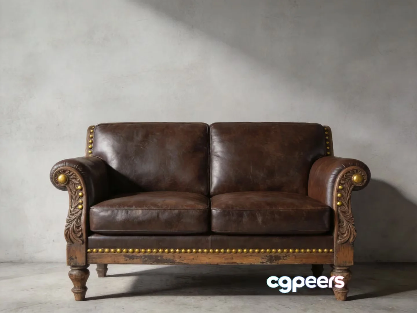 A Brown Leather Couch 3D Model – 6338 – VRAY Render