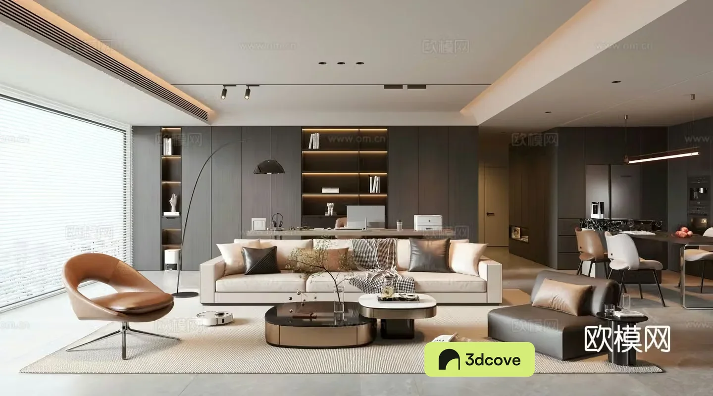 Modern living and dining room