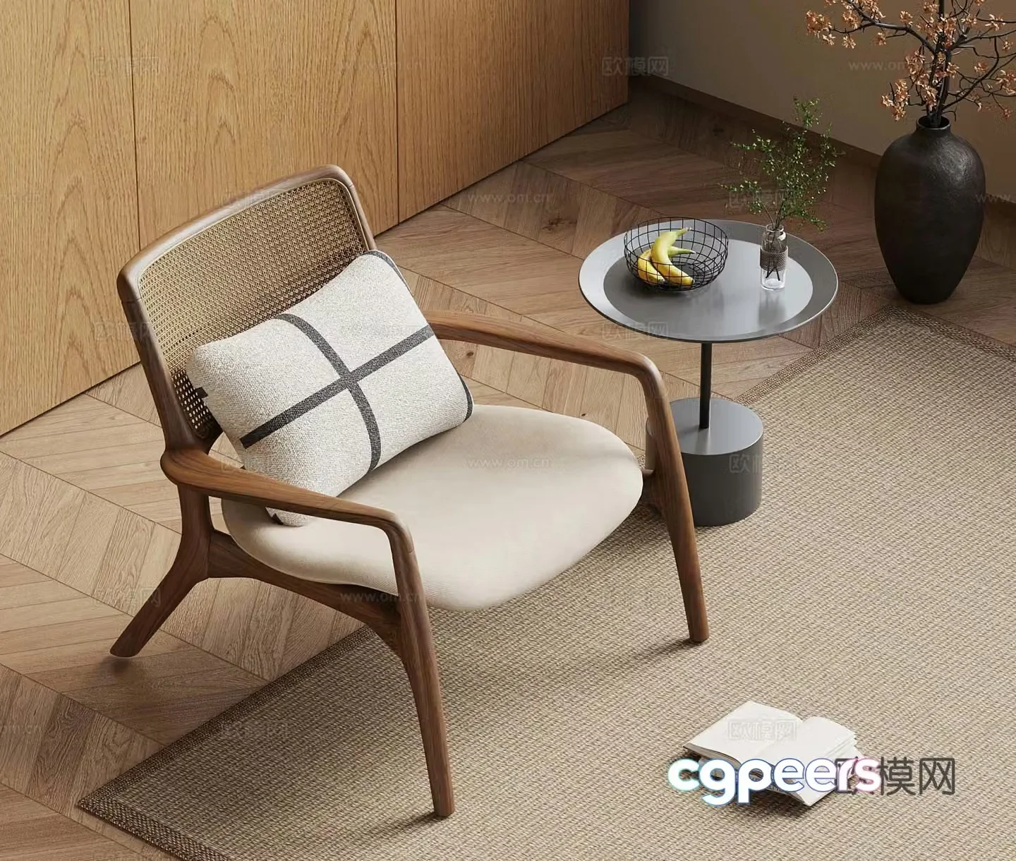French medieval style leisure chair rattan leisure chair 3d model