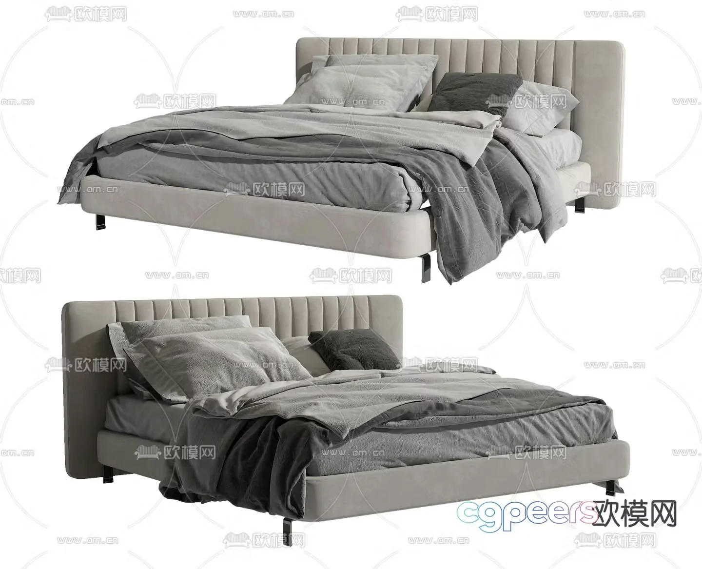 Modern double bed 3d model