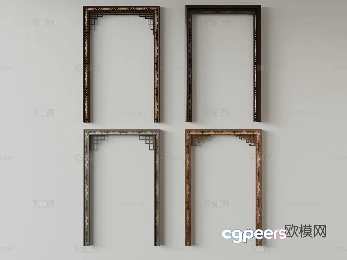 New Chinese door cover 3D model of the gate