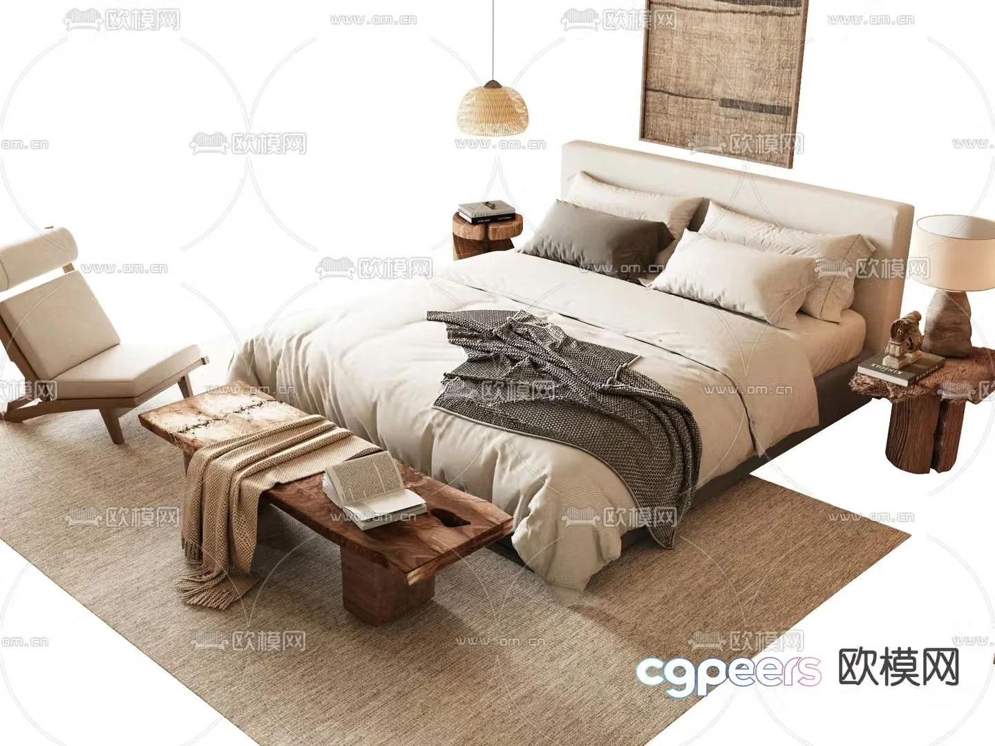 Medieval style double bed 3d model