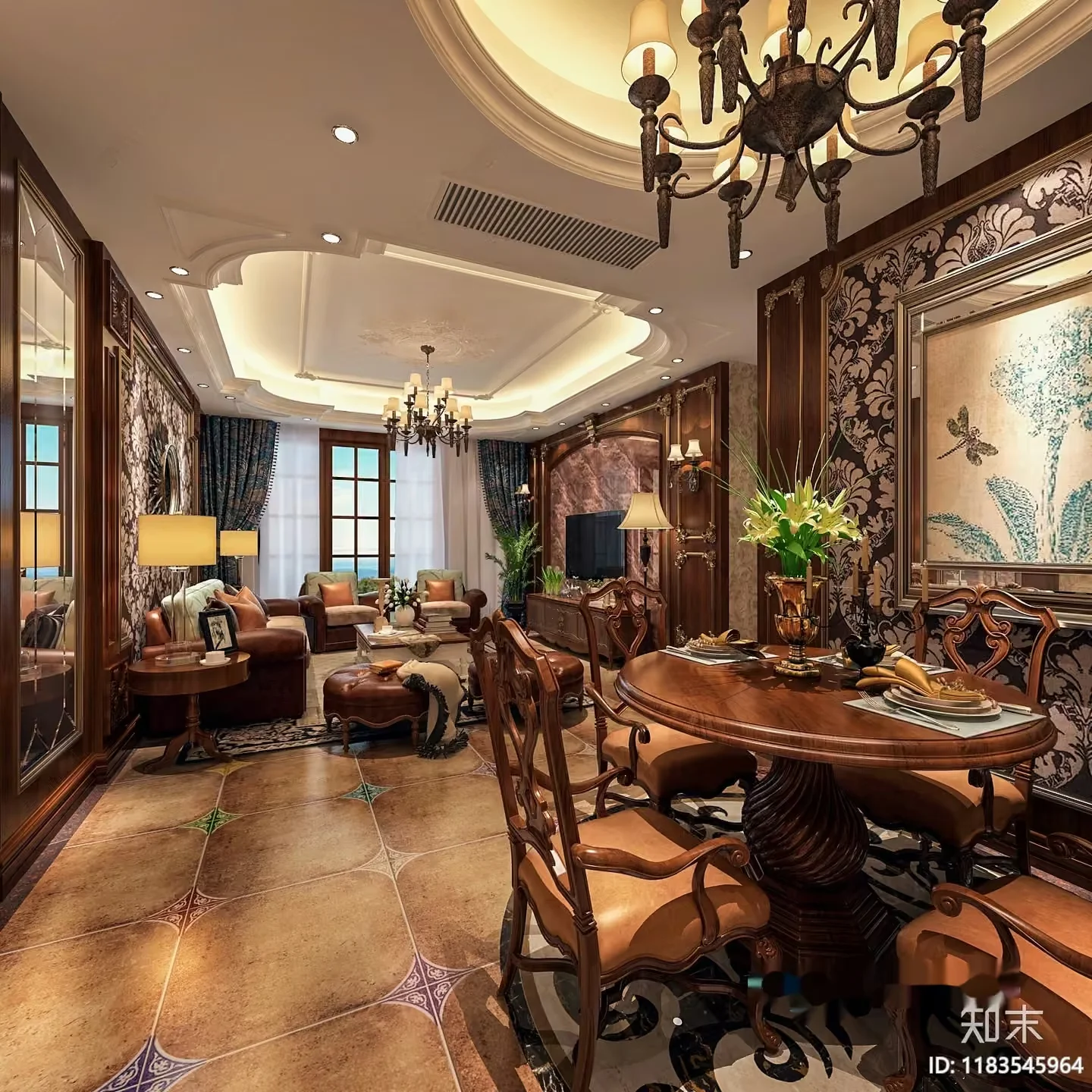 Elegant Dining Room 3D Model – 19523 – VRAY Render