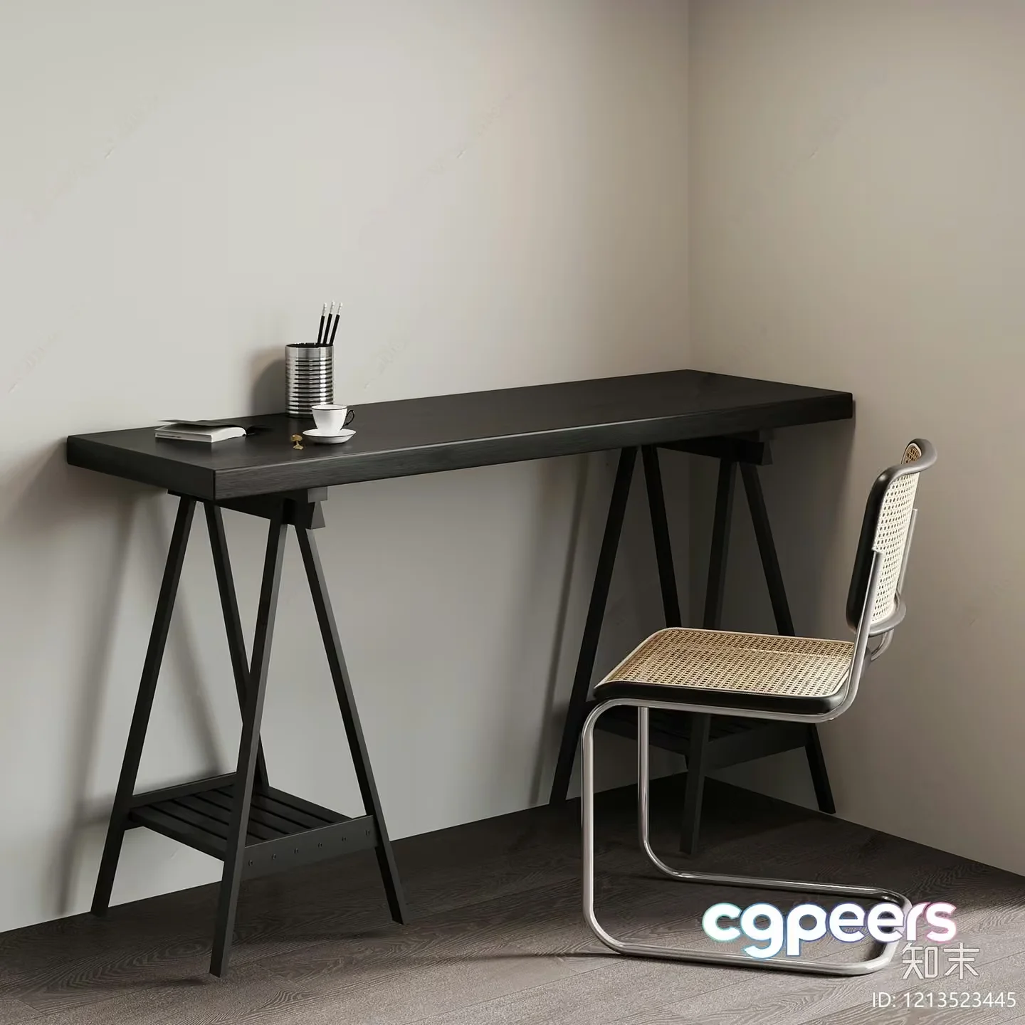 Modern Minimalist Desk 3D Model – 13409 – VRAY Render