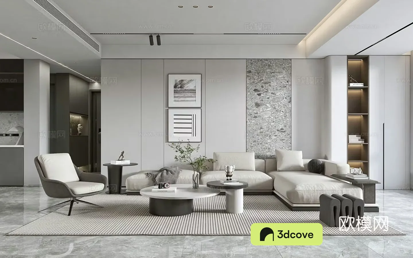 Modern living and dining room modern sofa and coffee table combination modern background wall