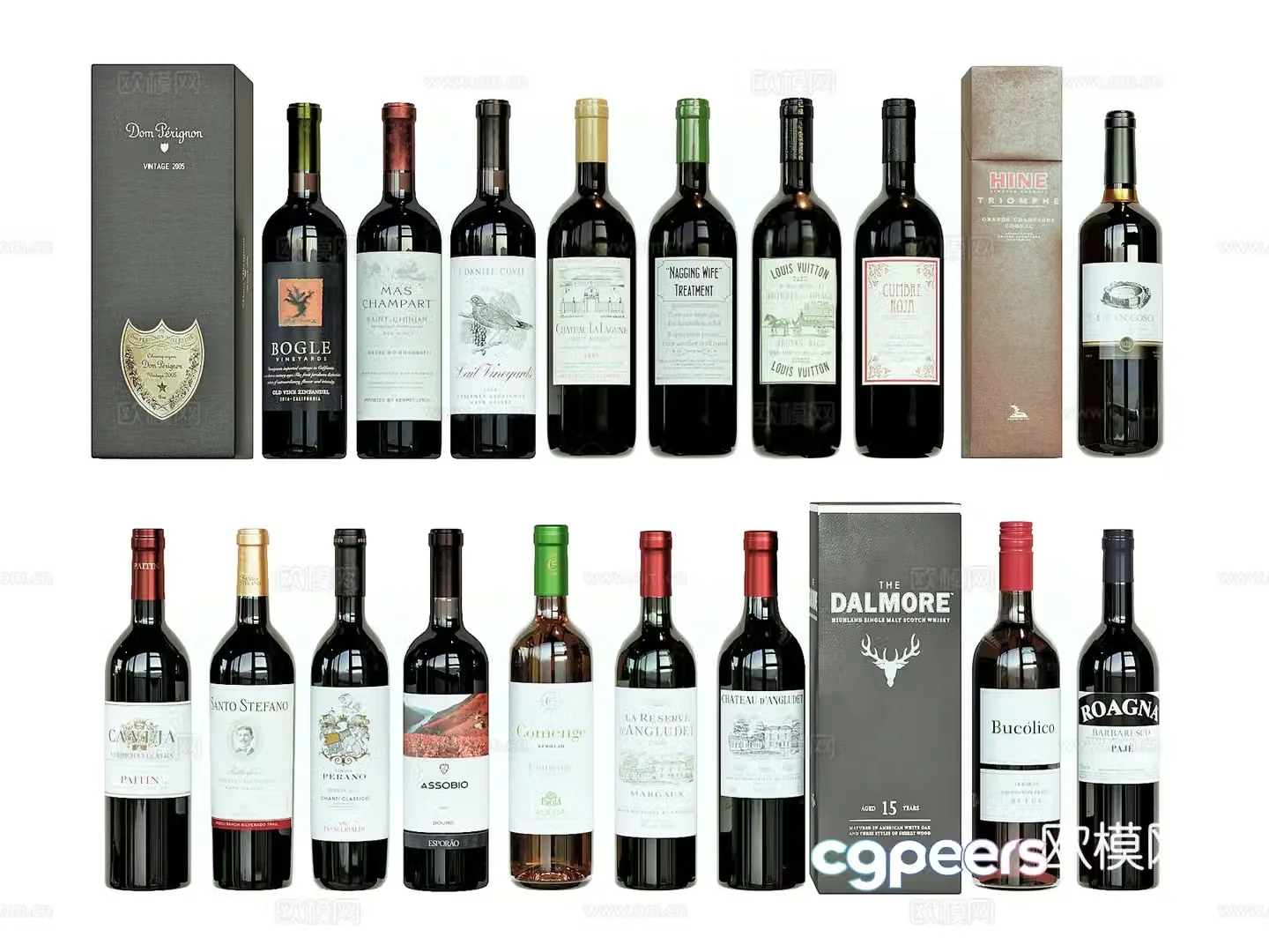 Modern red wine bottle wine 3d model