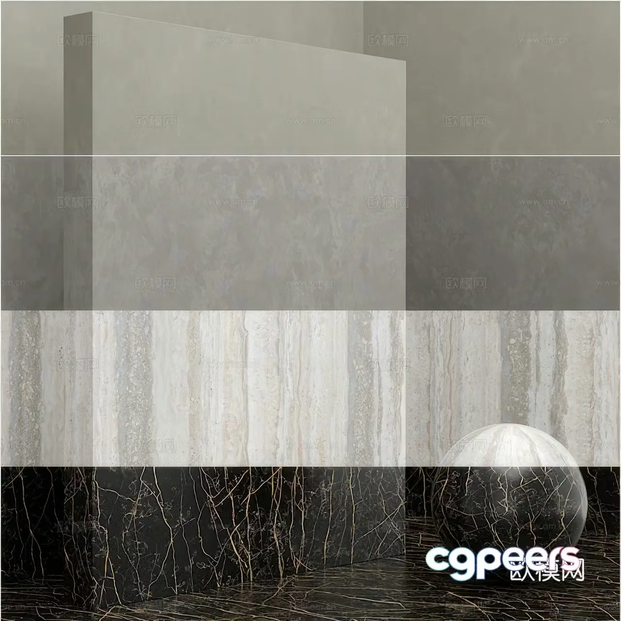 Modern marble wall 3d model